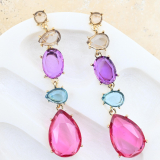 Long Dangle Gem Earrings