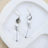 Glass resin and metal beads earrings