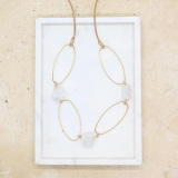 Natural stone beads and metal rings necklace