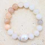 Peach and Pearl Stone Bracelet