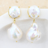 Double Pearl Drop Earrings