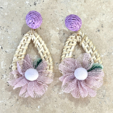 Rattan Earrings Purple