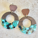 Wooden and Acylic Earrings Aqua