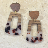 Wooden and acrylic earrings  Black and White