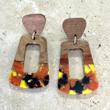 Wooden and Acrylic earrings  Yellow