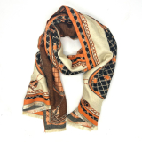 Diamond Print Scarf - Brown and Orange