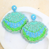 Beaded Blue Shell Earrings