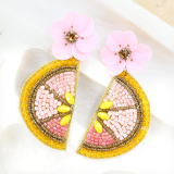 Beaded Grapefruit Earrings