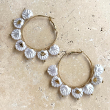 Pearl Shell Hoops - Gold