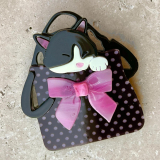 Tuxedo Cat in a Bag Brooch - Acrylic