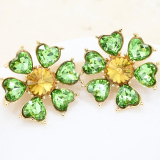 Green and yellow Flower Gem Earrings