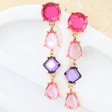 Purple and Pink Gem Earrings