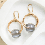 Resin beads and metal rings earrings 