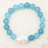 Stone and Pearl Bracelet - Aqua