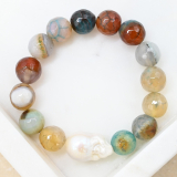 Stone and Pearl Bracelet - Autumn Blend