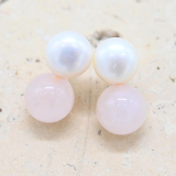 Pearl and Rose Quartz Earrings