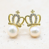 Pearl Crown Stud Earrings