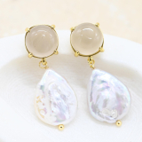 Pearl and Clear Stone Earrings