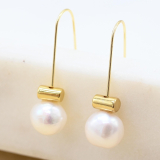 Simple Gold Pearl Earrings on Hook