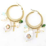 Hoop Earrings with Pearl Embelishments