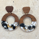 Wooden and Acrylic Earrings Black