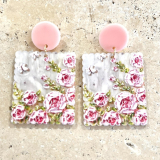 Acrylic Flowers Pink Earrings