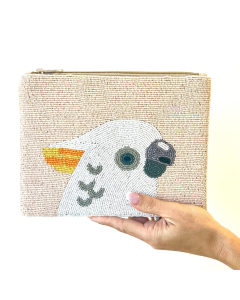 Peach Cockatoo Beaded Clutch