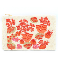 Beaded Coral Clutch