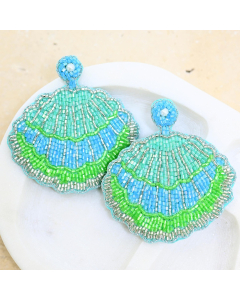 Beaded Blue Shell Earrings