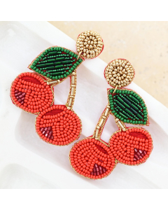 Beaded Cherry Earrings