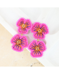 Beaded Pink flower Earrings