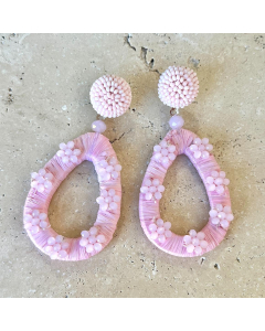 Beaded Flower Earring - Pink