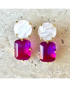 Pink and Mother of Pearl Glamour Earrings