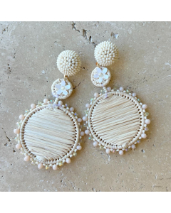 Raffia Natural Double Drop Earrings