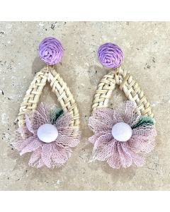 Rattan Earrings Purple