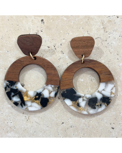 Wooden and Acrylic Earrings Black