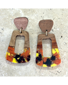 Wooden and Acrylic earrings  Yellow