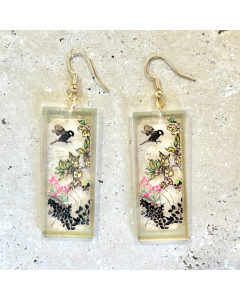 Acrylic Flowers Green Earrings