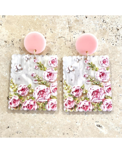 Acrylic Flowers Pink Earrings