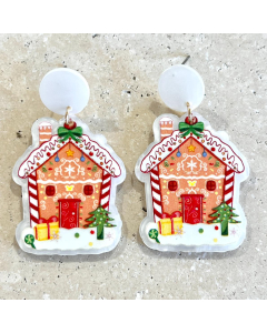 Acrylic Christmas House Earrings