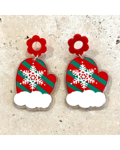 Acrylic Christmas Mittens Earrings