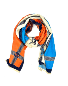 Modernist Scarf - Tan, Blue and Orange