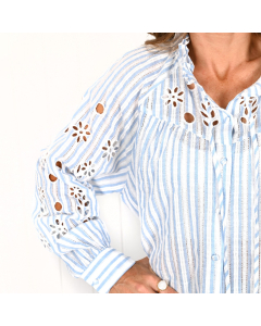 "Nora" Blue Long Sleeve Top