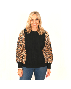 Savannah Black Jumper with Leopard print 