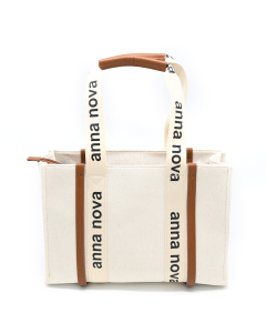 Canvas Tote - Cream/Brown