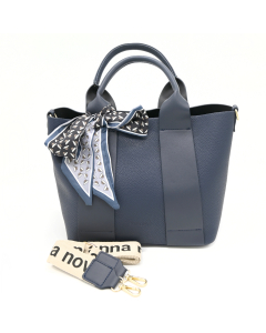 Anna Nova Brown Messenger Navy with print scarf