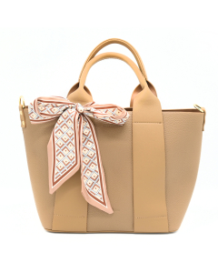 Anna Nova Brown Messenger Taupe with print scarf