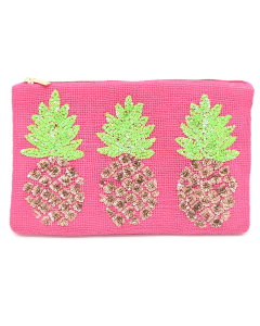 Beaded Pink Pineapple Clutch