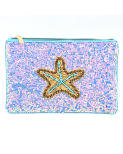 Beaded Clutch with Internal Pocket, Magnetic Clasp & Fabric Back