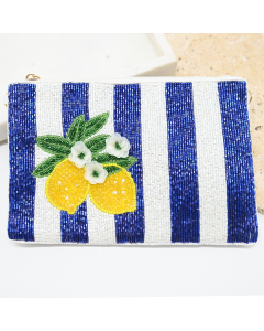 Beaded navy and white stripe with lemons 